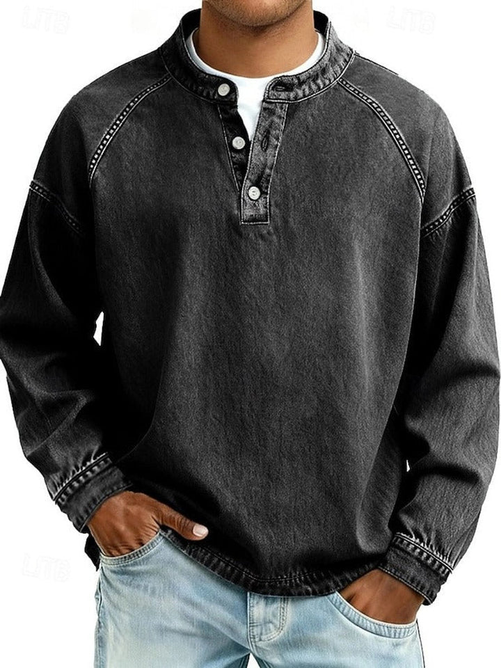 Drogon | Men's Washed Raglan Henley Sweatshirt