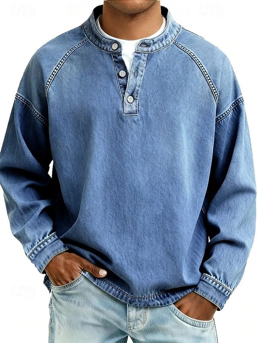 Drogon | Men's Washed Raglan Henley Sweatshirt