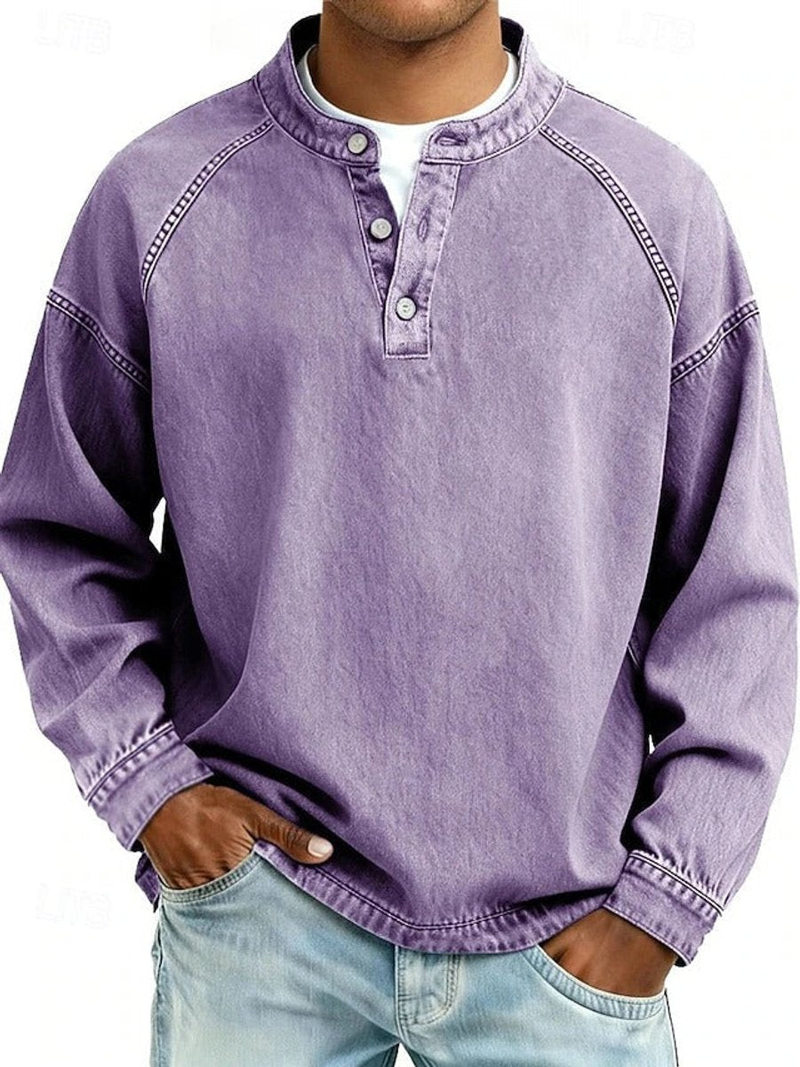 Drogon | Men's Washed Raglan Henley Sweatshirt