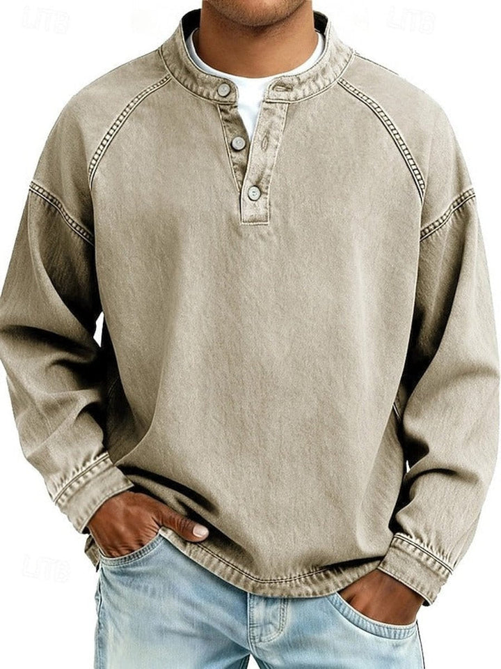 Drogon | Men's Washed Raglan Henley Sweatshirt