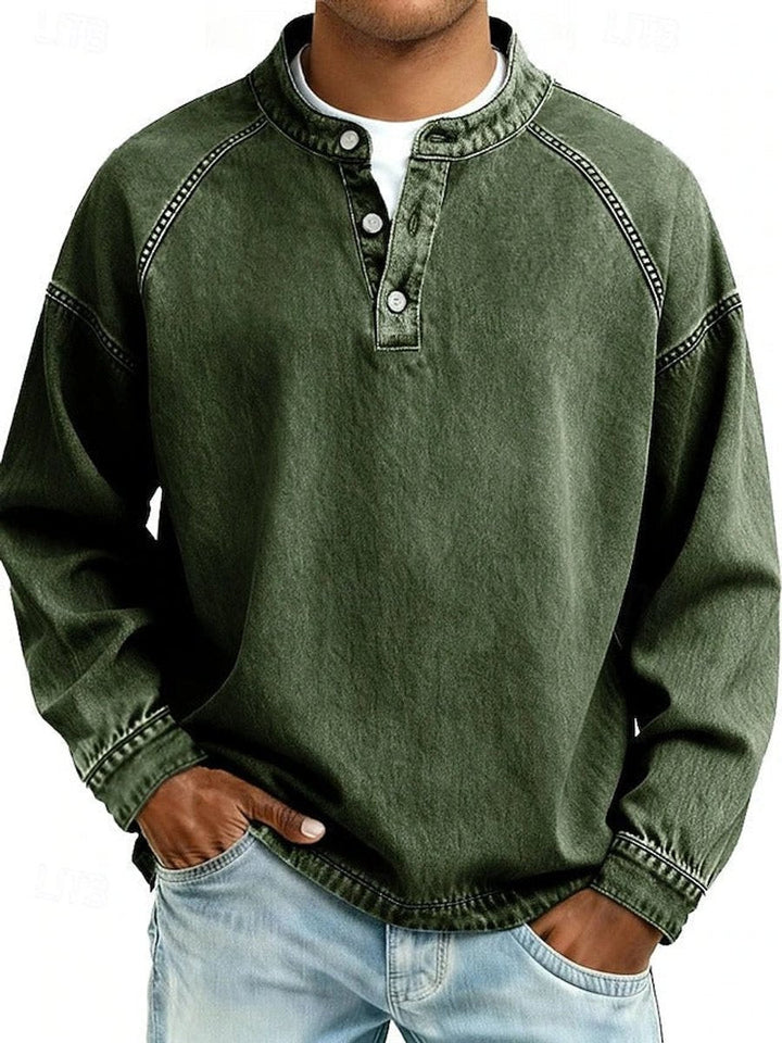 Drogon | Men's Washed Raglan Henley Sweatshirt
