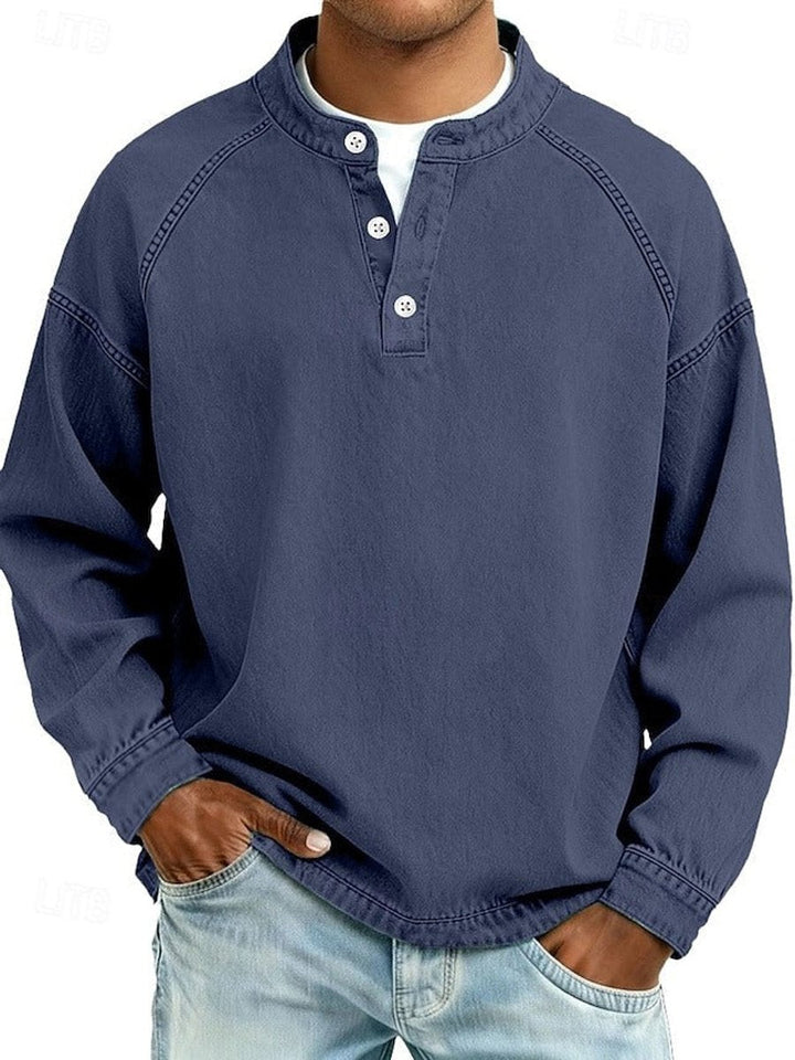Drogon | Men's Washed Raglan Henley Sweatshirt