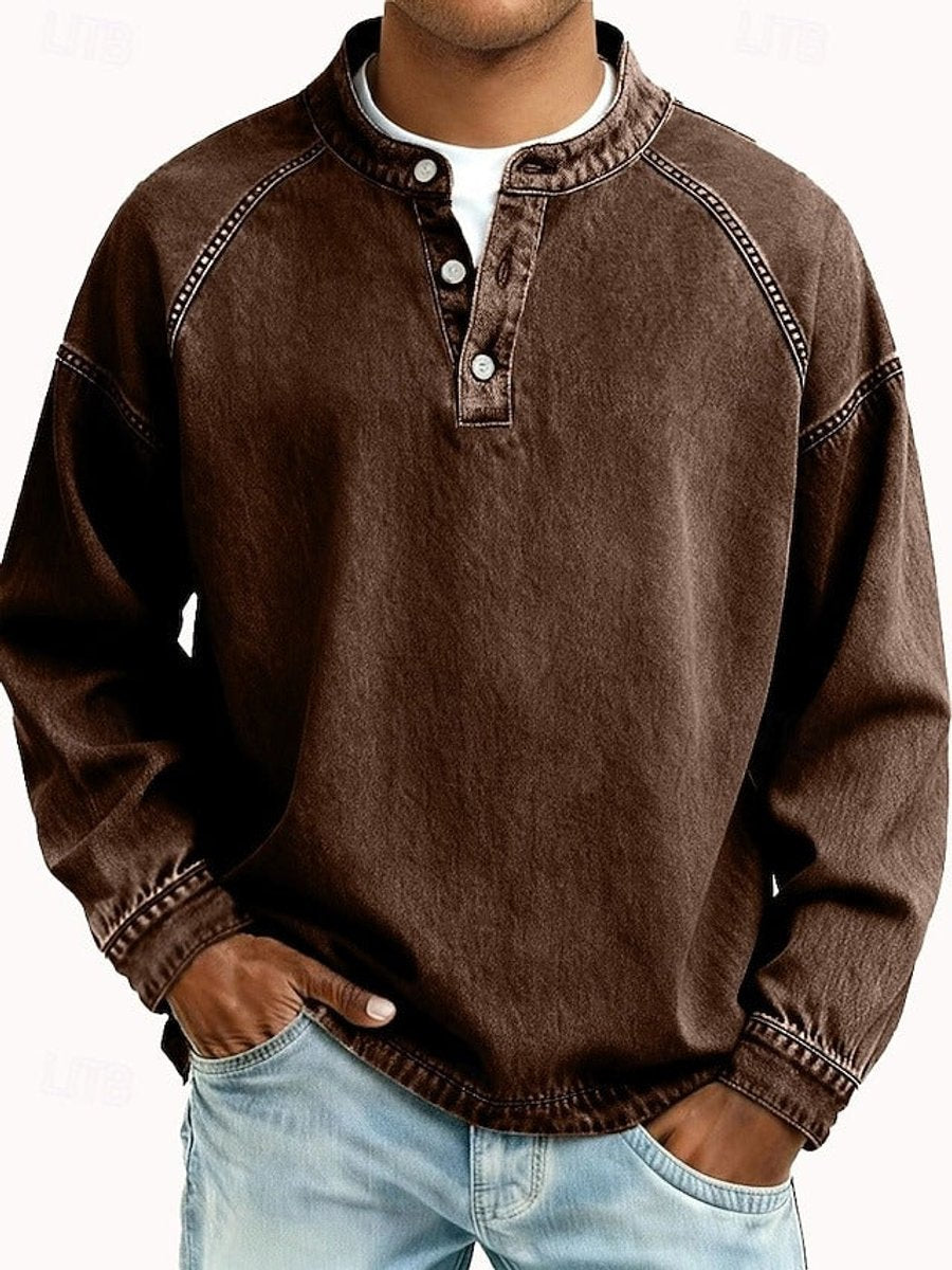 Drogon | Men's Washed Raglan Henley Sweatshirt