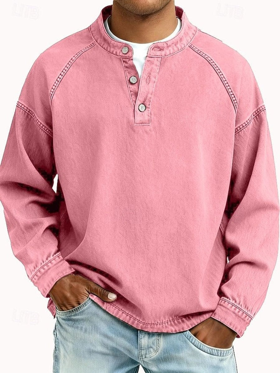 Drogon | Men's Washed Raglan Henley Sweatshirt