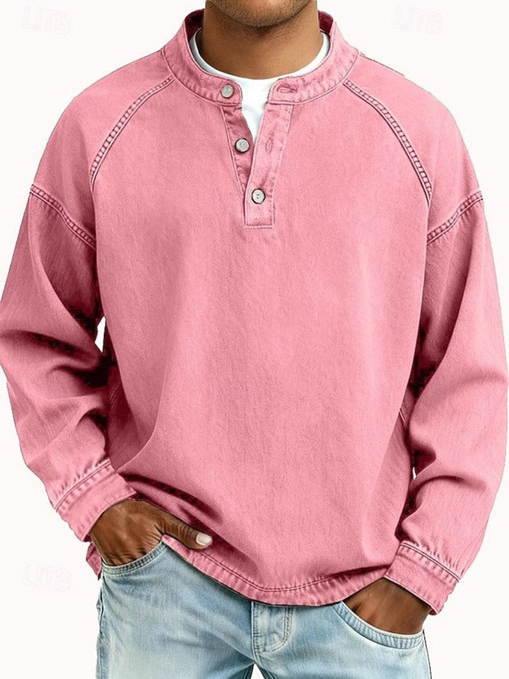 Drogon | Men's Washed Raglan Henley Sweatshirt