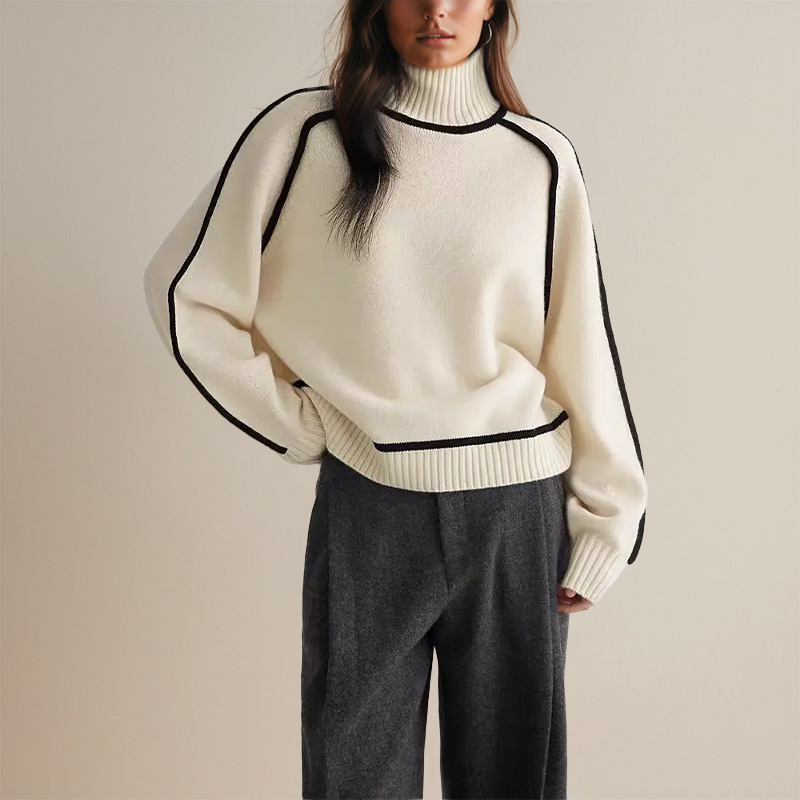 Mahaut | Women's Relaxed High Neck Sweater with Seam Detail
