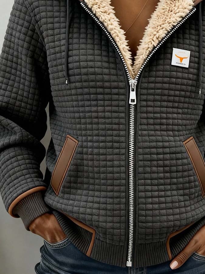Aline | Women's Quilted Zip Hoodie with Lined Hood