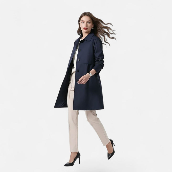 Octavie | Women's Midi Double-Breasted Coat with Stand Collar