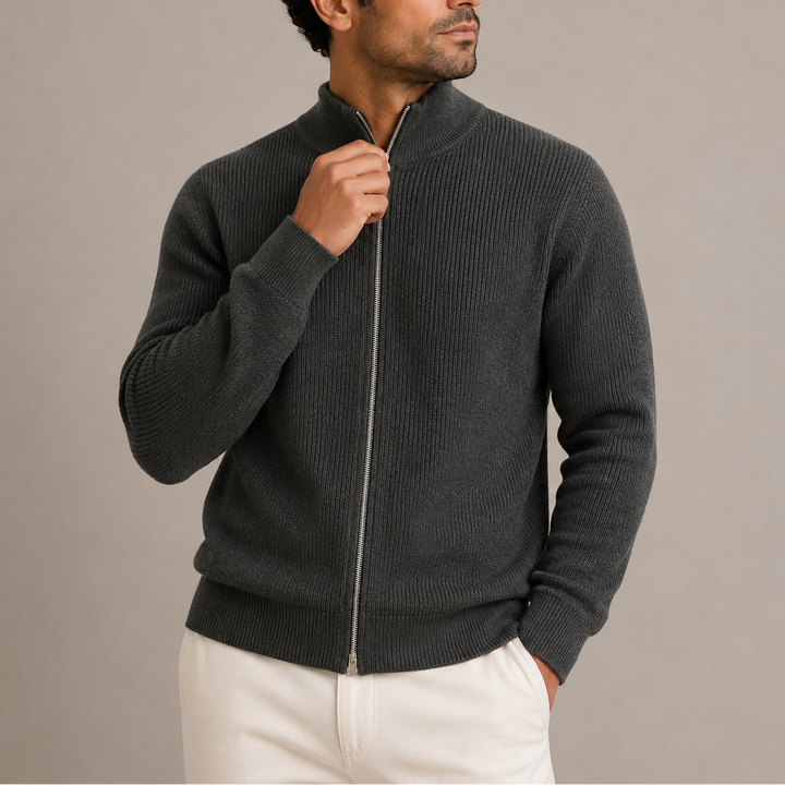 Eamon | Men's Ribbed Full-Zip Cardigan