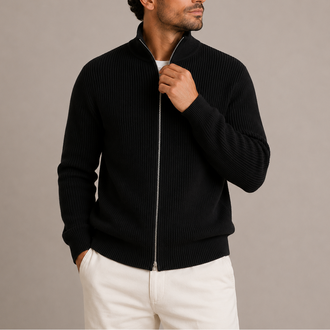 Eamon | Men's Ribbed Full-Zip Cardigan