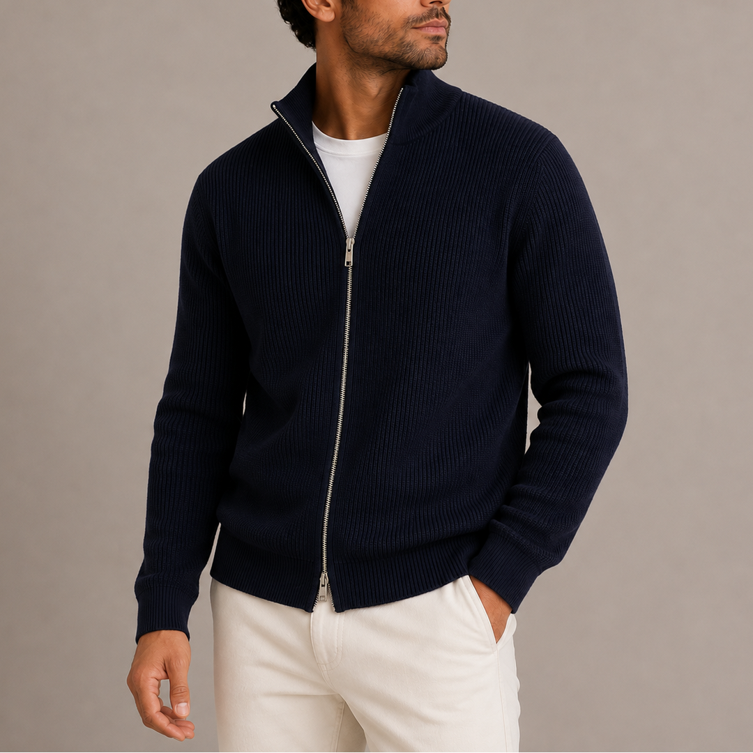 Eamon | Men's Ribbed Full-Zip Cardigan