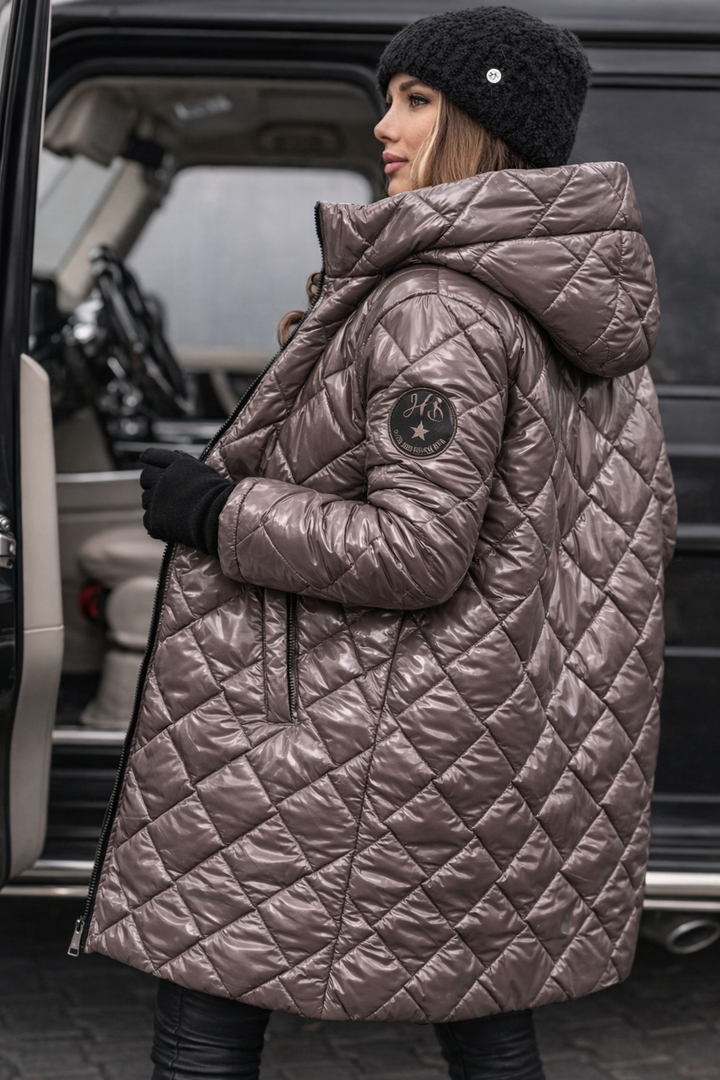 Marthe | Women's Longline Diamond-Quilted Hooded Coat