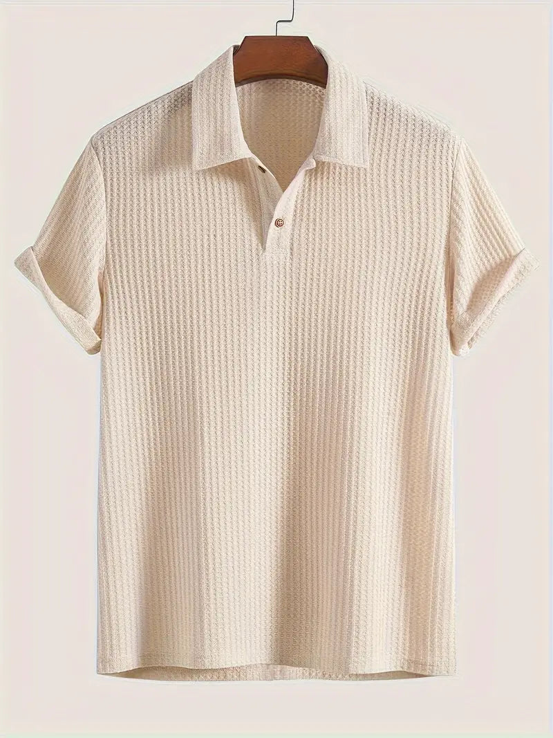 Edmund | Men's Solid Textured Short Sleeve Polo Shirt