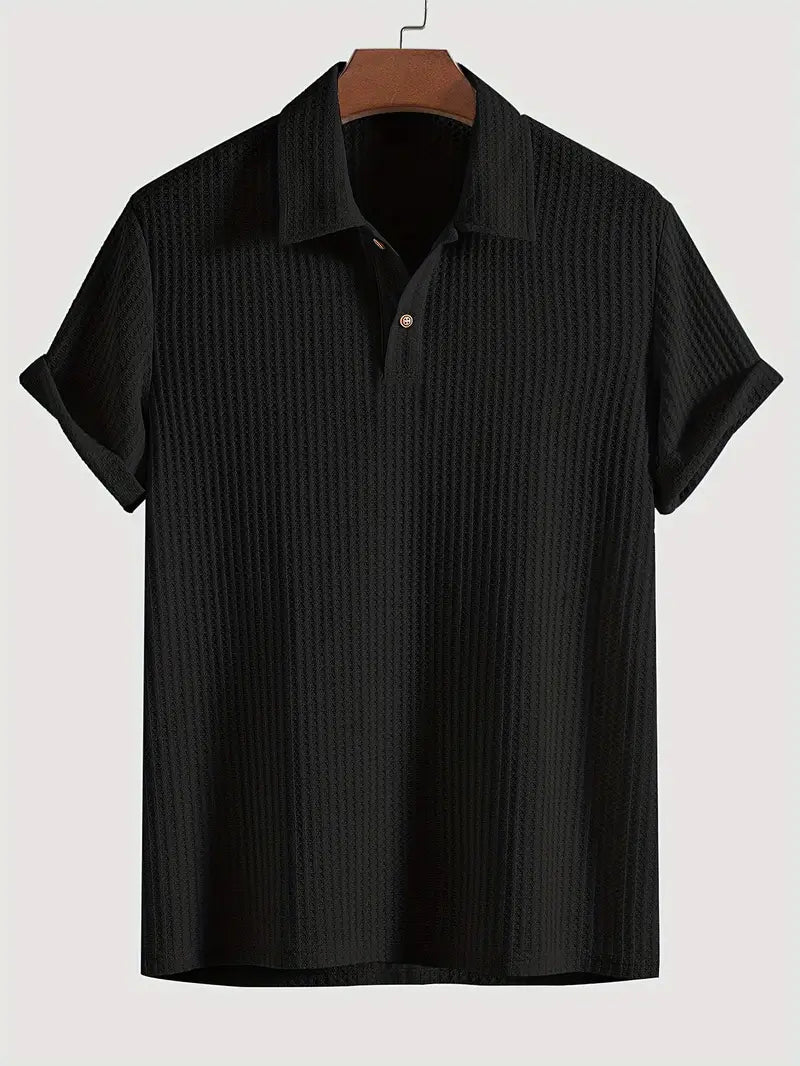 Edmund | Men's Solid Textured Short Sleeve Polo Shirt