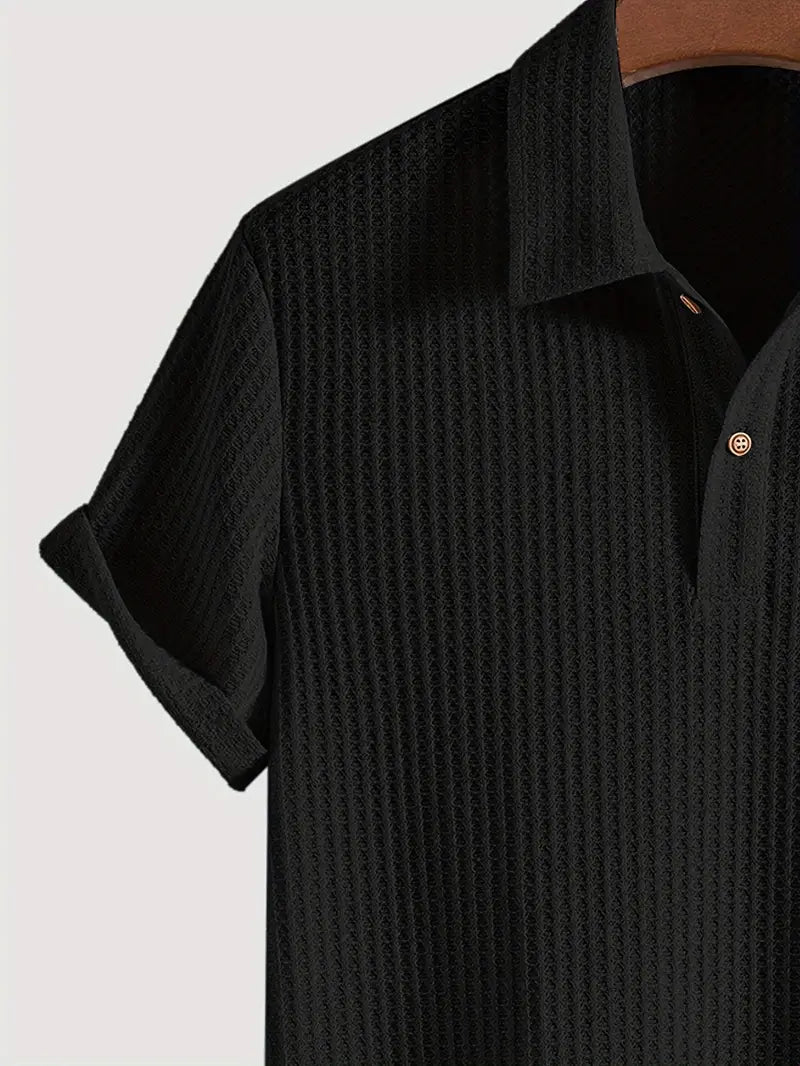 Edmund | Men's Solid Textured Short Sleeve Polo Shirt