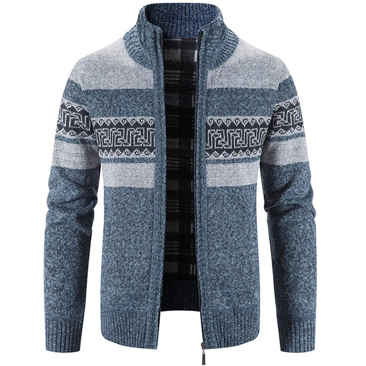 Edouard | Men's Patterned Zip-Through Cardigan