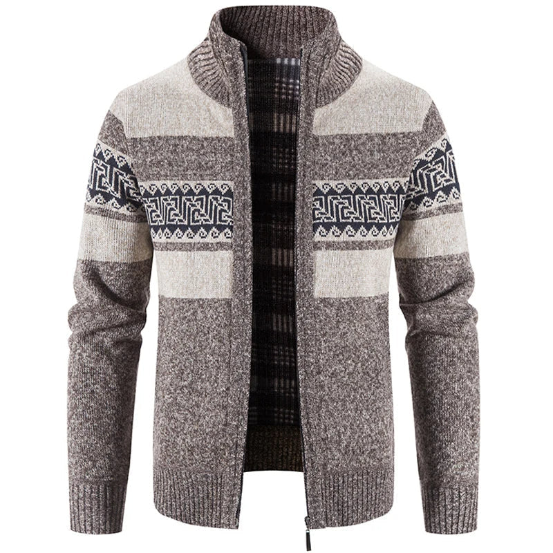 Edouard | Men's Patterned Zip-Through Cardigan