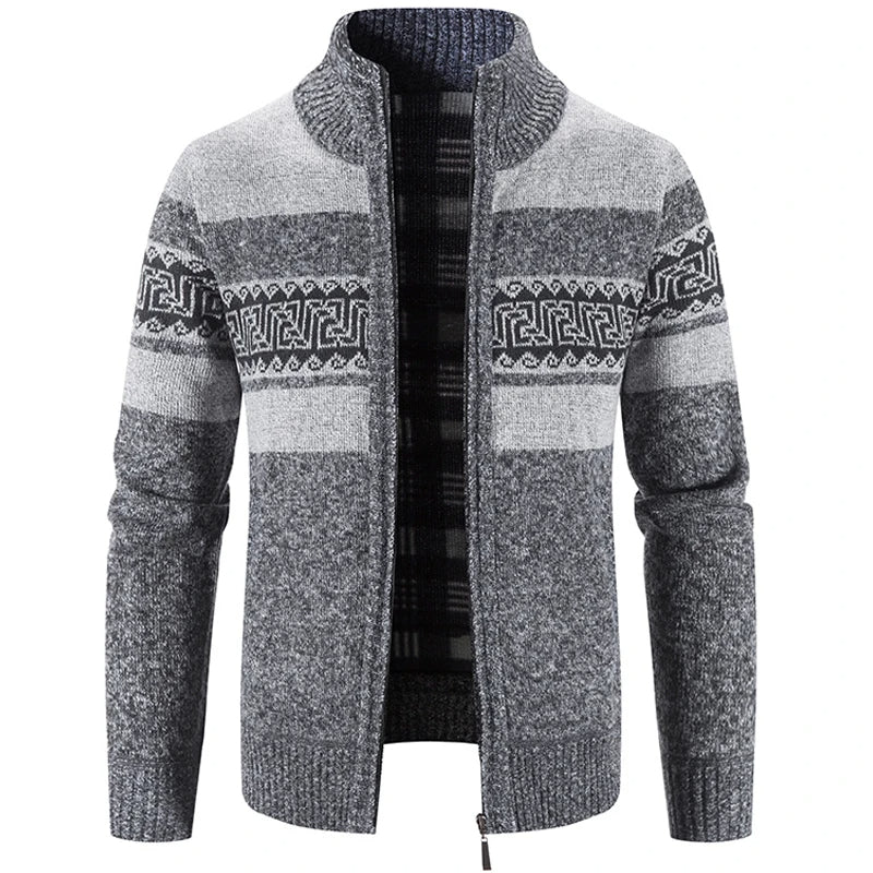 Edouard | Men's Patterned Zip-Through Cardigan