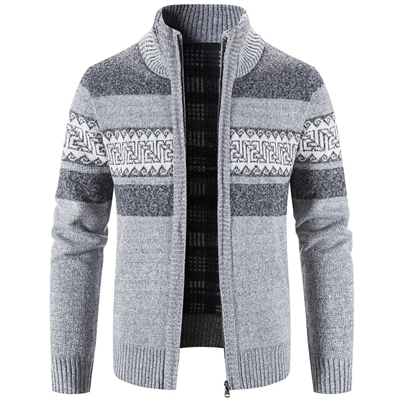 Edouard | Men's Patterned Zip-Through Cardigan