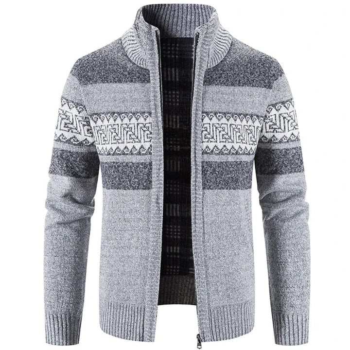 Edouard | Men's Patterned Zip-Through Cardigan
