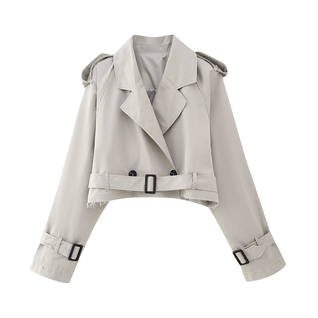 Leontine | Women's Cropped Trench Jacket with Wide Lapel