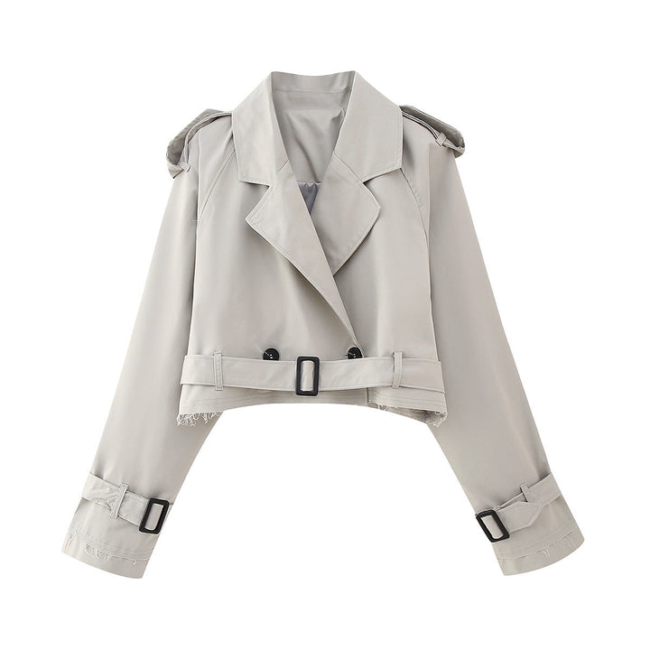 Leontine | Women's Cropped Trench Jacket with Wide Lapel