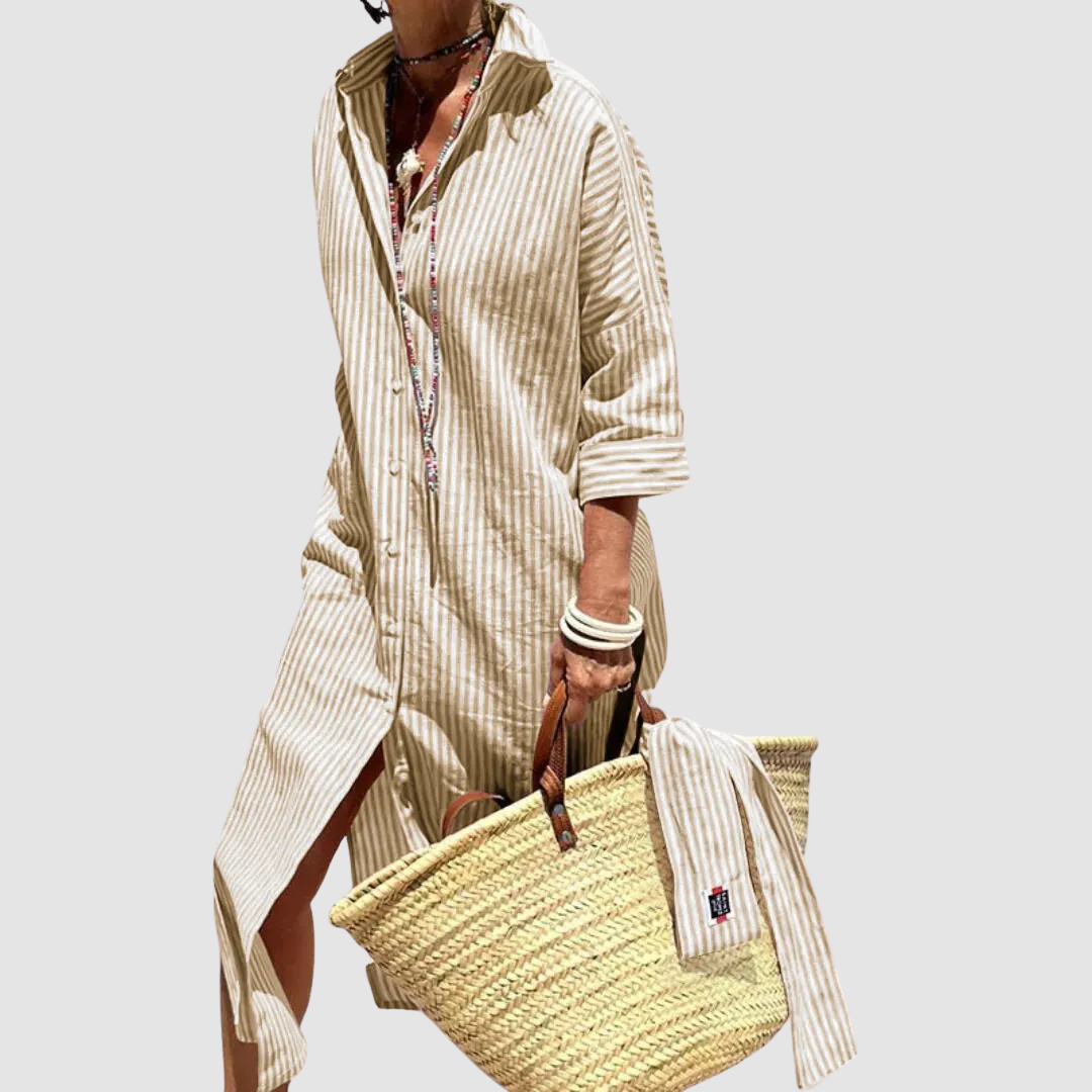 Eleanor | Women's Elegant Striped Summer Midi Dress