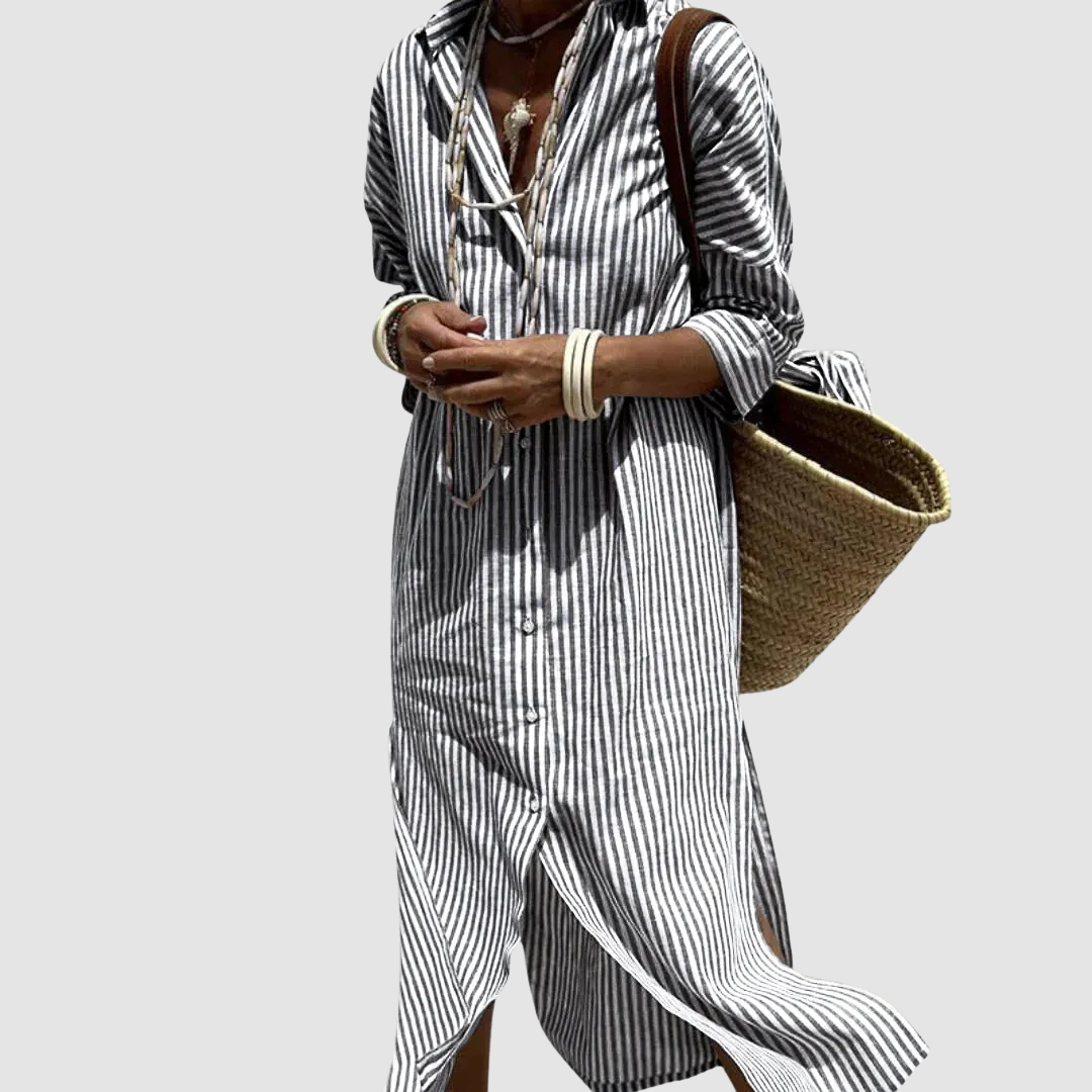 Eleanor | Women's Elegant Striped Summer Midi Dress