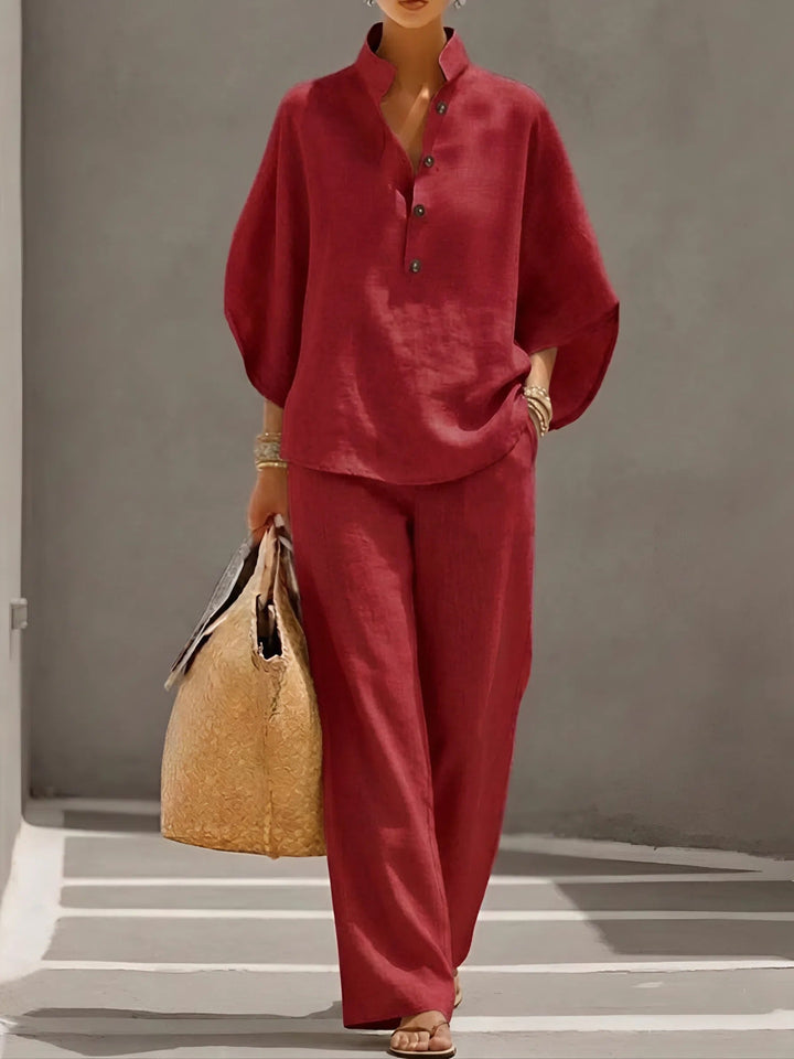 Eleanor | Women's Linen-Cotton Button-Up Two-Piece Set