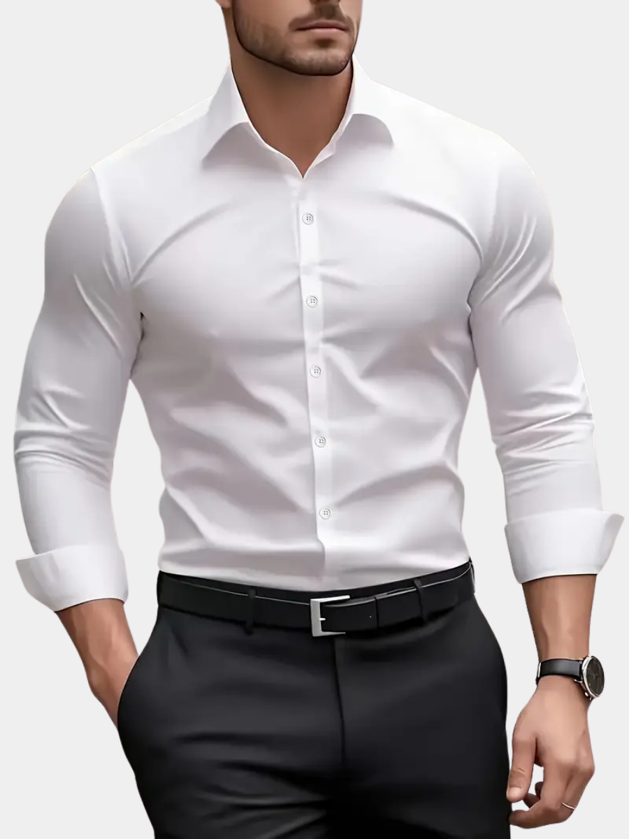 Eleanor | Women's Pointed Collar Long-Sleeve Button-Front Shirt