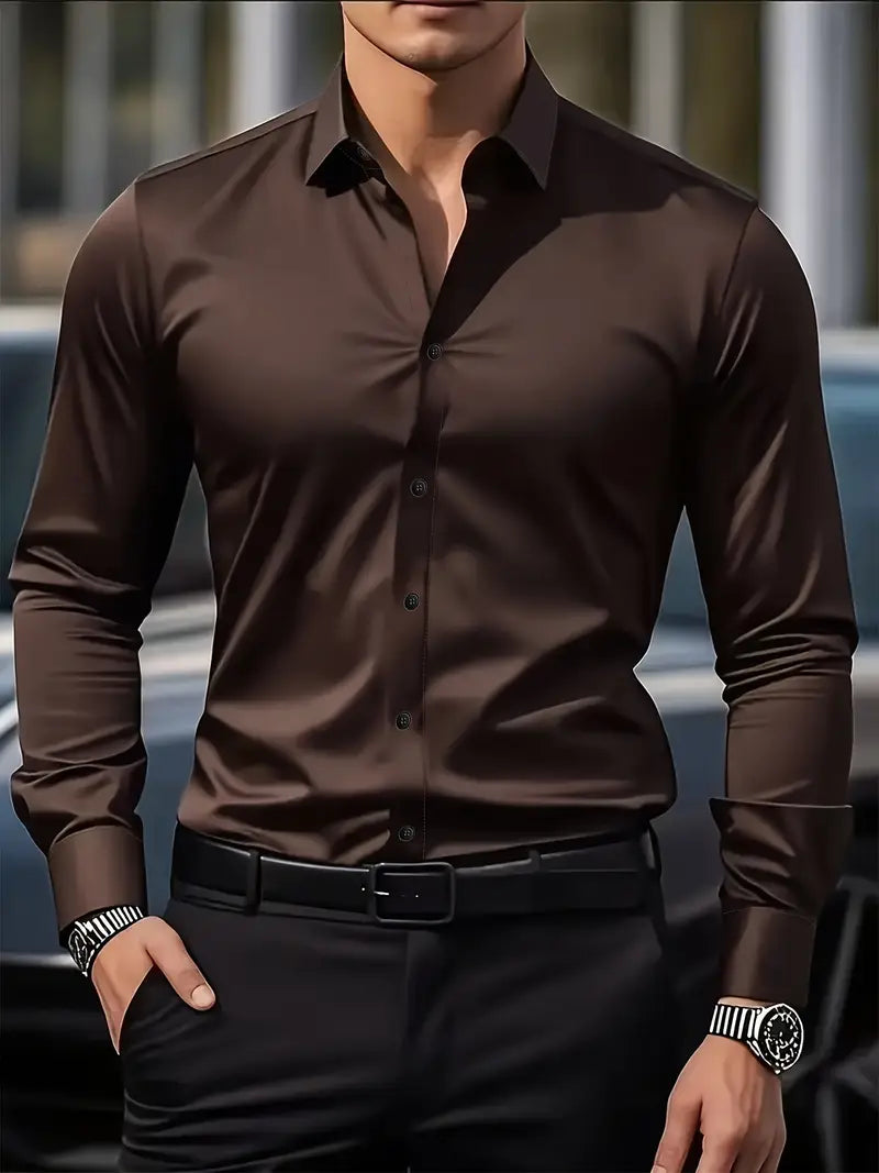 Eleanor | Women's Pointed Collar Long-Sleeve Button-Front Shirt
