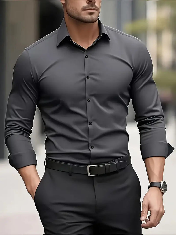 Eleanor | Women's Pointed Collar Long-Sleeve Button-Front Shirt