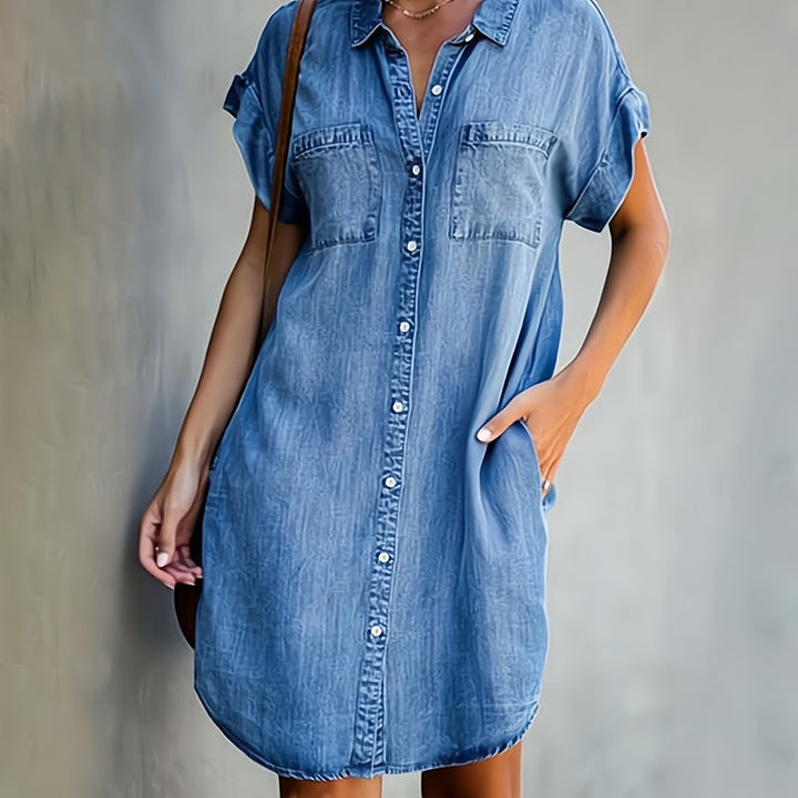 Eleanor | Women's Relaxed Button-Down Short-Sleeve Shirt Dress