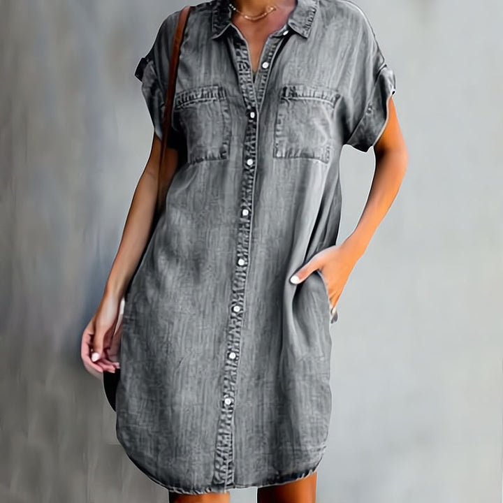 Eleanor | Women's Relaxed Button-Down Short-Sleeve Shirt Dress