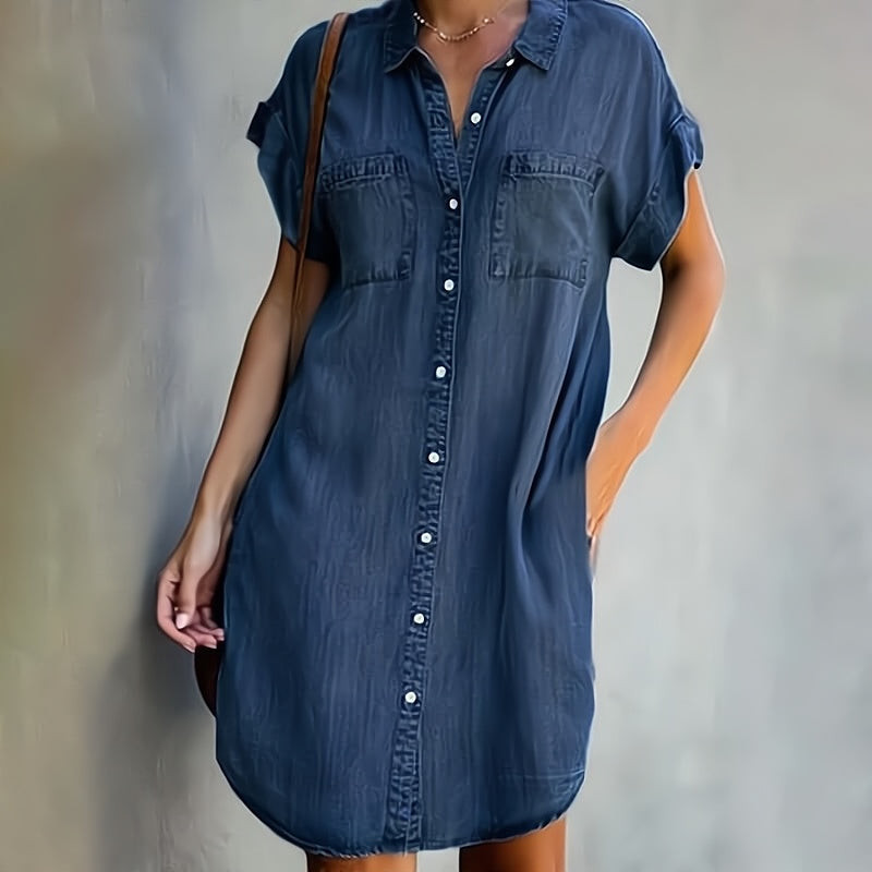 Eleanor | Women's Relaxed Button-Down Short-Sleeve Shirt Dress