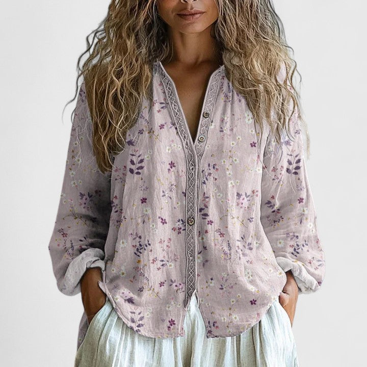 Eleanor | Women's Retro Leaf Print Versatile Comfortable Blouse