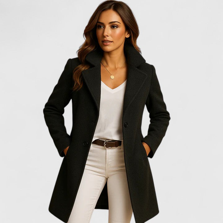 Odile | Women's Tailored Knee-Length Coat with Notch Lapel