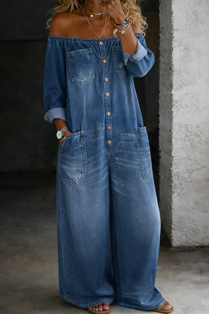 Elena | Women's Off-Shoulder Long Sleeve Jumpsuit
