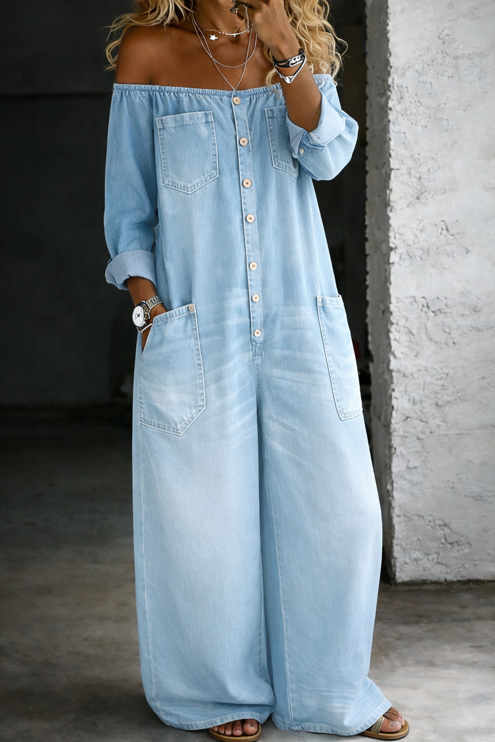 Elena | Women's Off-Shoulder Long Sleeve Jumpsuit