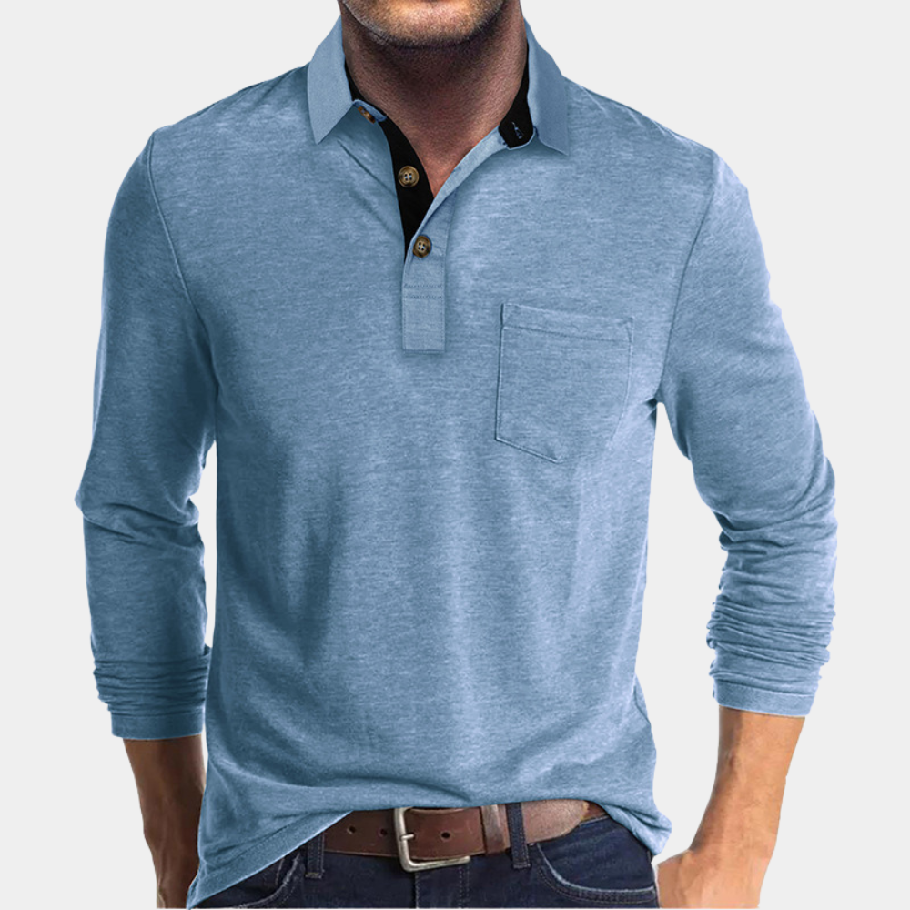 Eliot | Men's Classic Fit Long Sleeve Polo with Chest Pocket