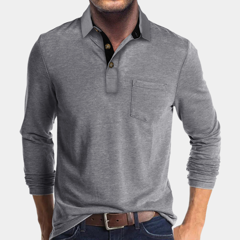 Eliot | Men's Classic Fit Long Sleeve Polo with Chest Pocket