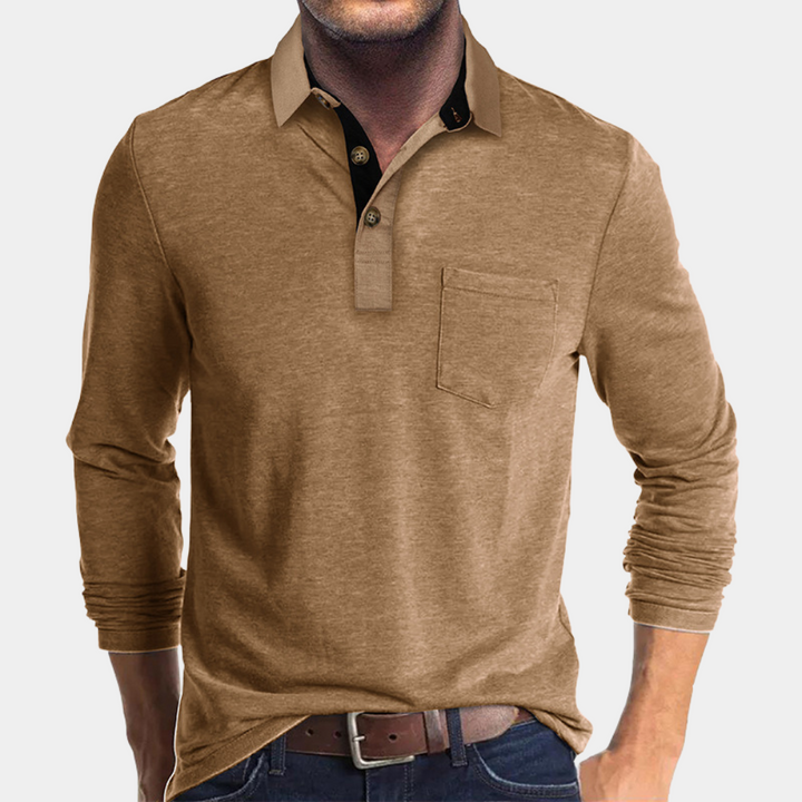 Eliot | Men's Classic Fit Long Sleeve Polo with Chest Pocket
