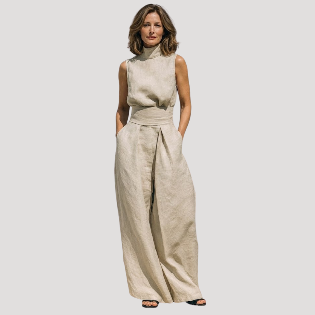 Elissende | Women's Mock Neck Top and Wide Leg Set