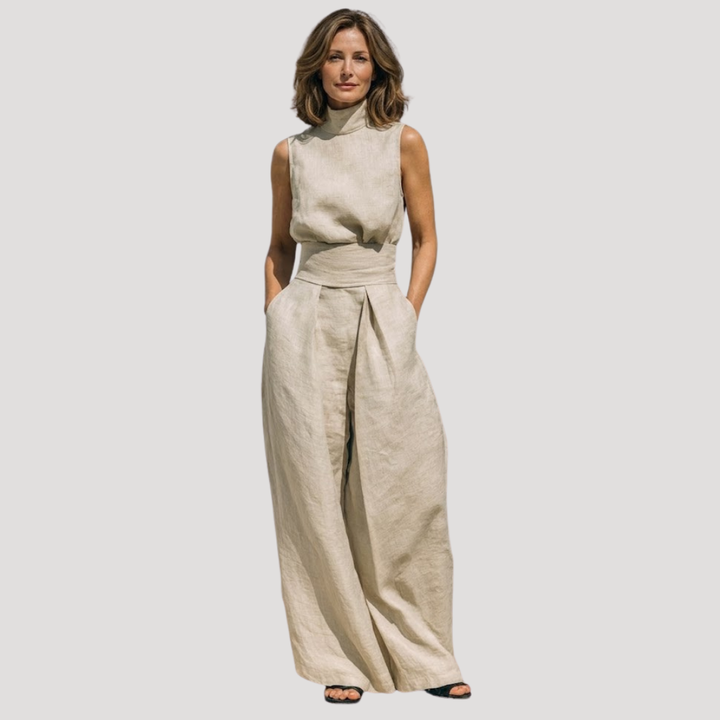 Elissende | Women's Mock Neck Top and Wide Leg Set