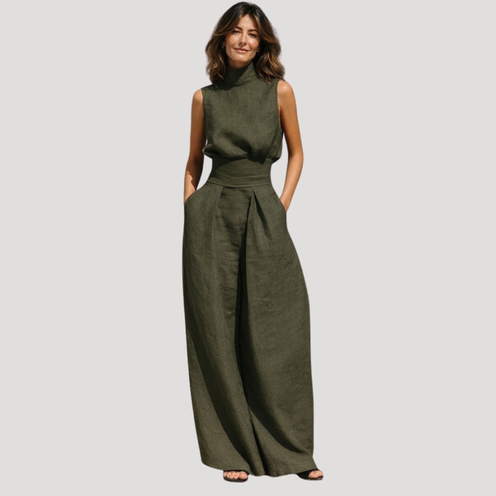 Elissende | Women's Mock Neck Top and Wide Leg Set