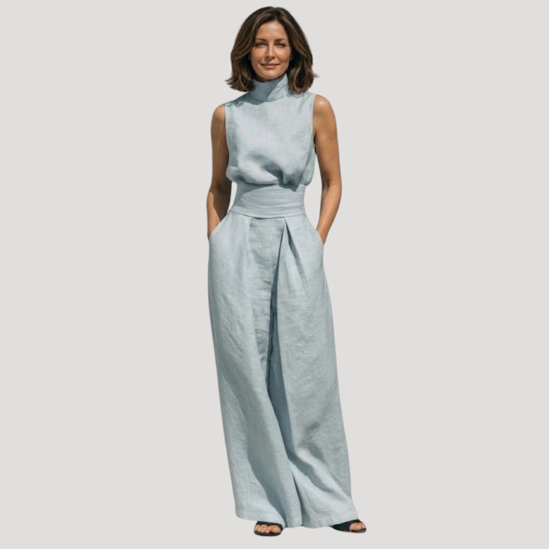 Elissende | Women's Mock Neck Top and Wide Leg Set