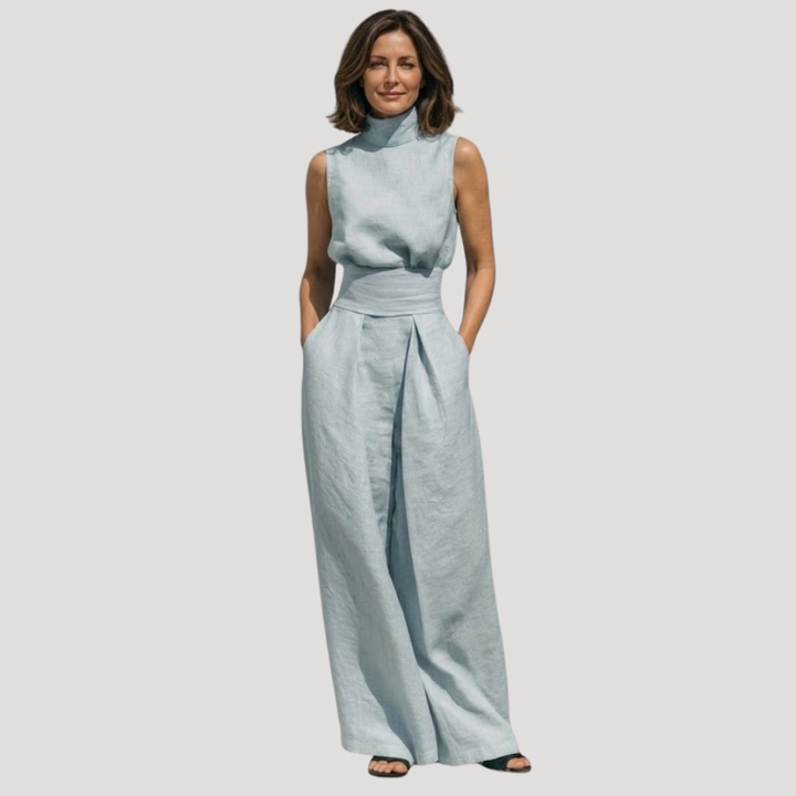Elissende | Women's Mock Neck Top and Wide Leg Set
