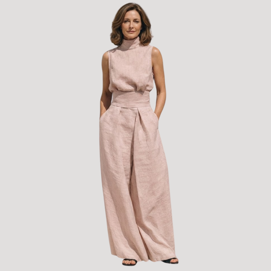 Elissende | Women's Mock Neck Top and Wide Leg Set