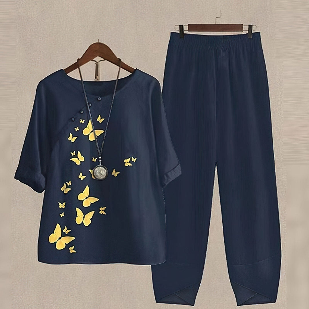 Ella | Women's Printed Top and Flowy Pants Set