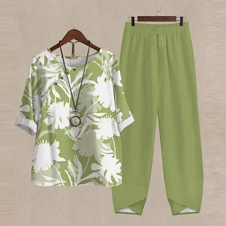 Ella | Women's Printed Top and Flowy Pants Set